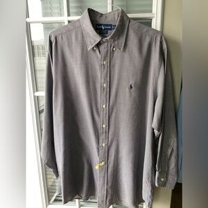 Mens Ralph Lauren Yarmouth Dress Shirt black and white mini check excellent!